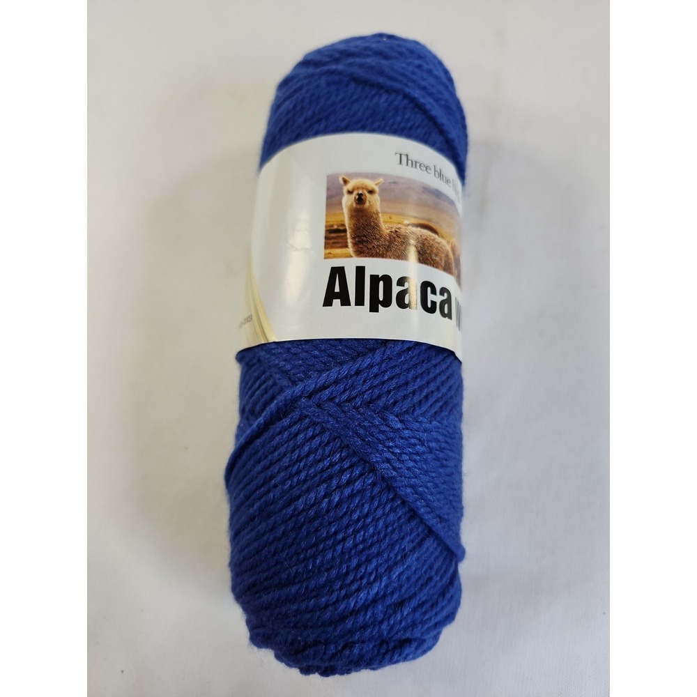 Three Blue Birds Alpaca Wool Yarn Thread Blue Worsted 4